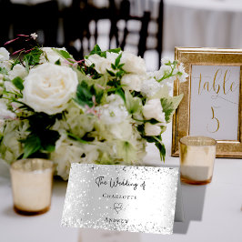 シルバー結婚紙吹雪の名前 プレイスカード