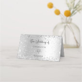 シルバー結婚紙吹雪の名前 プレイスカード (裏面)