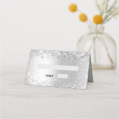 シルバー結婚紙吹雪の名前 プレイスカード (正面)