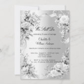 シルバー結婚花模様の誓いの更新 招待状 (正面)