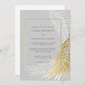 シルバー結婚金ゴールド熱帯緑招待状 招待状 (正面/裏面)