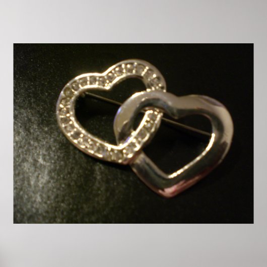 シルバー絡み合う愛のハート ポスター (正面)