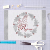 シルバー縁どパインリースと赤い喜び 薄葉紙 (クラフト)