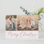 シルバー脚本メリークリスマスエレガント2枚写真 シーズンカード (スタンド正面)