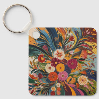 シルバー色の金属の四角キーチェーン キーホルダー