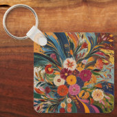 シルバー色の金属の四角キーチェーン キーホルダー (正面)