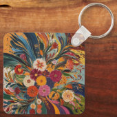 シルバー色の金属の四角キーチェーン キーホルダー (裏面)