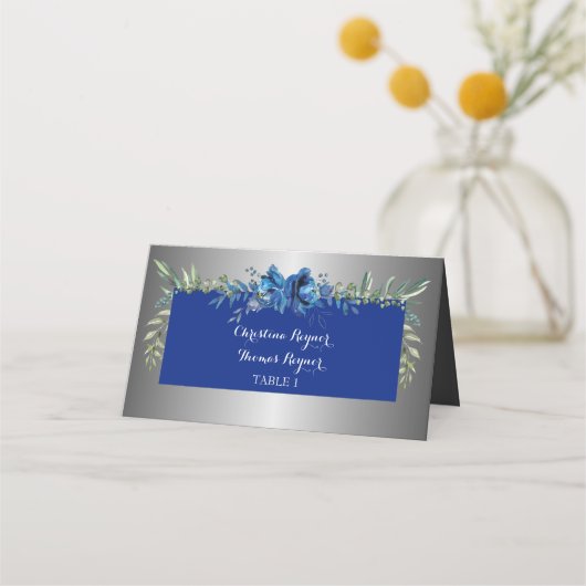 シルバー花びらズオブラブフォールディング座席表 プレイスカード (正面)