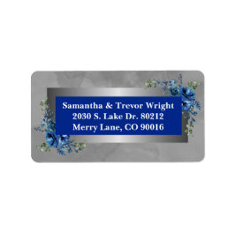 シルバー花びら：ブルーフラップス差出人住所ラベル ラベル