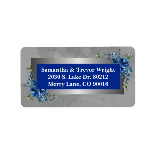 シルバー花びら：ブルーフラップス差出人住所ラベル ラベル (正面)
