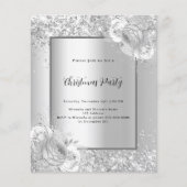 シルバー花模様クリスマスパーティの招待状 (正面)