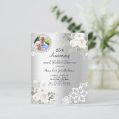 シルバー花模様写真25結婚式招待状 (スタンド正面)