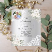 シルバー花模様写真25結婚式招待状