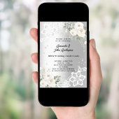 シルバー花模様結婚ダイヤモンド60周年 招待状