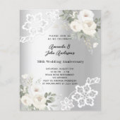 シルバー花模様結婚10周年の招待 (正面)