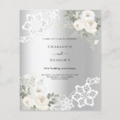 シルバー花模様結婚25周年の招待 (正面)