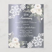 シルバー花模様結婚25周年の招待 (正面)