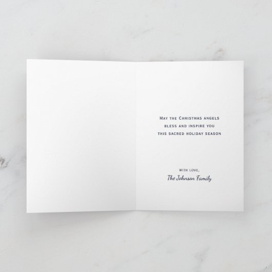 シルバー華美エンジェルクリスマス恵み海軍 シーズンカード (内部)