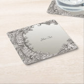 シルバー華美モダン紙コースター スクエアペーパーコースター (アングル)