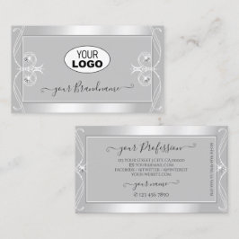 シルバー華美ライトグレースパークルジュエリー、ロゴ付き 名刺