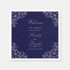 シルバー華美結婚フローラ スタンダードカクテルナプキン