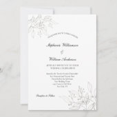 シルバー葉エレガントフォーマルのシック 招待状 (正面)
