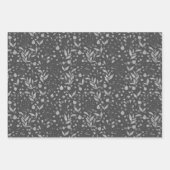 シルバー葉ズ黒灰色 ラッピングペーパーシート (正面2)