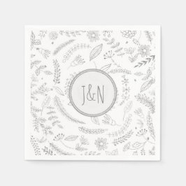 シルバー葉フローラウェディング素朴レセプション スタンダードカクテルナプキン