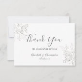 シルバー葉フローラボタニカルミニマ結婚リスト サンキューカード (正面)