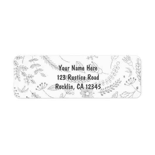 シルバー葉フローラ素朴結婚式招待状 ラベル (正面)