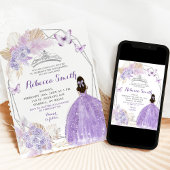シルバー薄紫パープルボホバタフライキンセアニラ 招待状