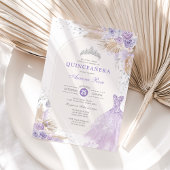 シルバー薄紫ボホフローラキンセアニラ15誕生日 招待状