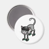 シルバー虎猫オンRollerSkates マグネット (正面/裏面)