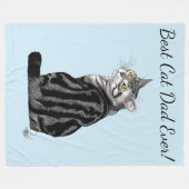 シルバー虎猫父の日 フリースブランケット (正面(横))