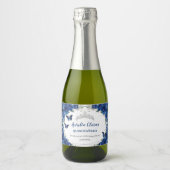 シルバー蝶ブルー王室のフローラキンセアニラ スパークリングワインラベル (正面)