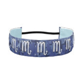 シルバー蠍座〔占星術の〕十二宮図サインオンブルー迷彩柄 アスレチックヘッドバンド (正面)