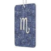 シルバー蠍座〔占星術の〕十二宮図サインオンブルー迷彩柄 カーエアーフレッシュナー (左)