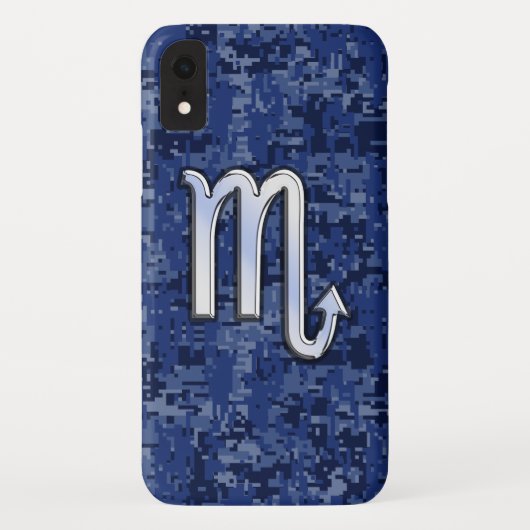 シルバー蠍座〔占星術の〕十二宮図サインオンブルー迷彩柄 Case-Mate iPhoneケース (裏面)