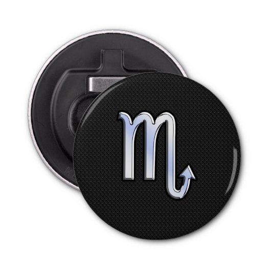 シルバー蠍座〔占星術の〕十二宮図サインブラックスネークスキン 栓抜き (正面)