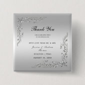 シルバー装飾の結婚式 缶バッジ (正面)