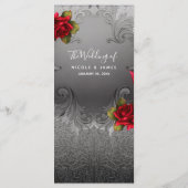 シルバー装飾ヴィンテージファンシー赤バラのメニュー メニュー (裏面)