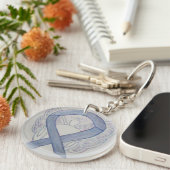 シルバー認識度リボンカスタマイズエンジェルキーチェーン キーホルダー (正面右)