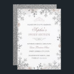 シルバー赤面ウィンターワンダーランドスウィート16誕生日 招待状<br><div class="desc">リトルモダンベイリー店でフローラ誕生日招待状をもっと！</div>