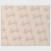 シルバー赤面30バースデーパーティーグリッター"Thirty" ラッピングペーパー (フラット)