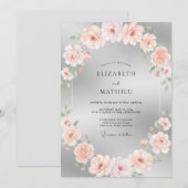 シルバー輝くロマンティックな結婚式 招待状 (正面/裏面)