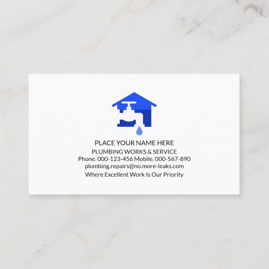 シルバー配管管青い洪水ウォーターズプラマー 名刺 (裏面)