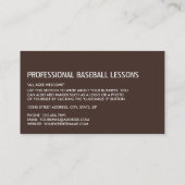 シルバー野球こうもり&ギア、野球選手、コーチ 名刺 (裏面)