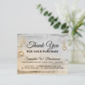 シルバー金ゴールドきらきら光る木製テクスチャードハートありがとう (スタンド正面)