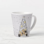 シルバー金ゴールドとブラッククリスマスツリー カフェラテマグ (右アングル)