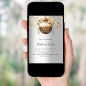 シルバー金ゴールドのボーブル星ビンテージクリスマスパーティー 招待状